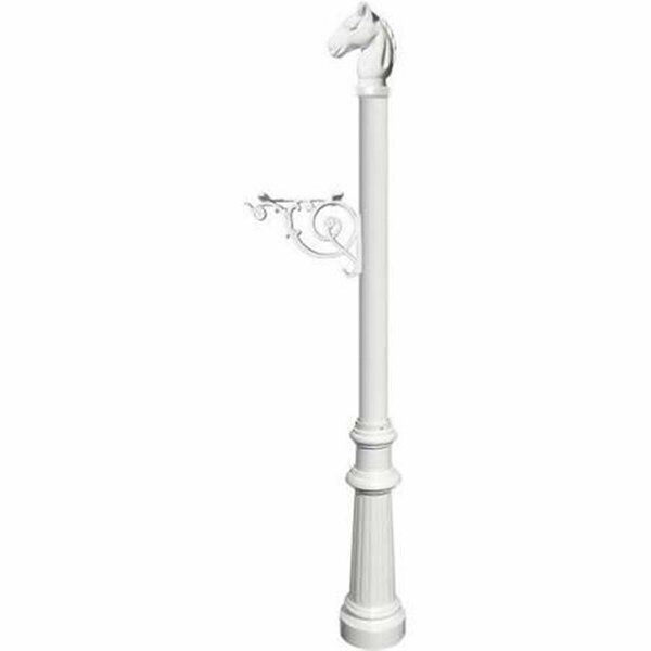 Lewiston E1 Economy Mailbox System with Fluted Base & Horsehead Finial, White LPST-801-E1-WHT